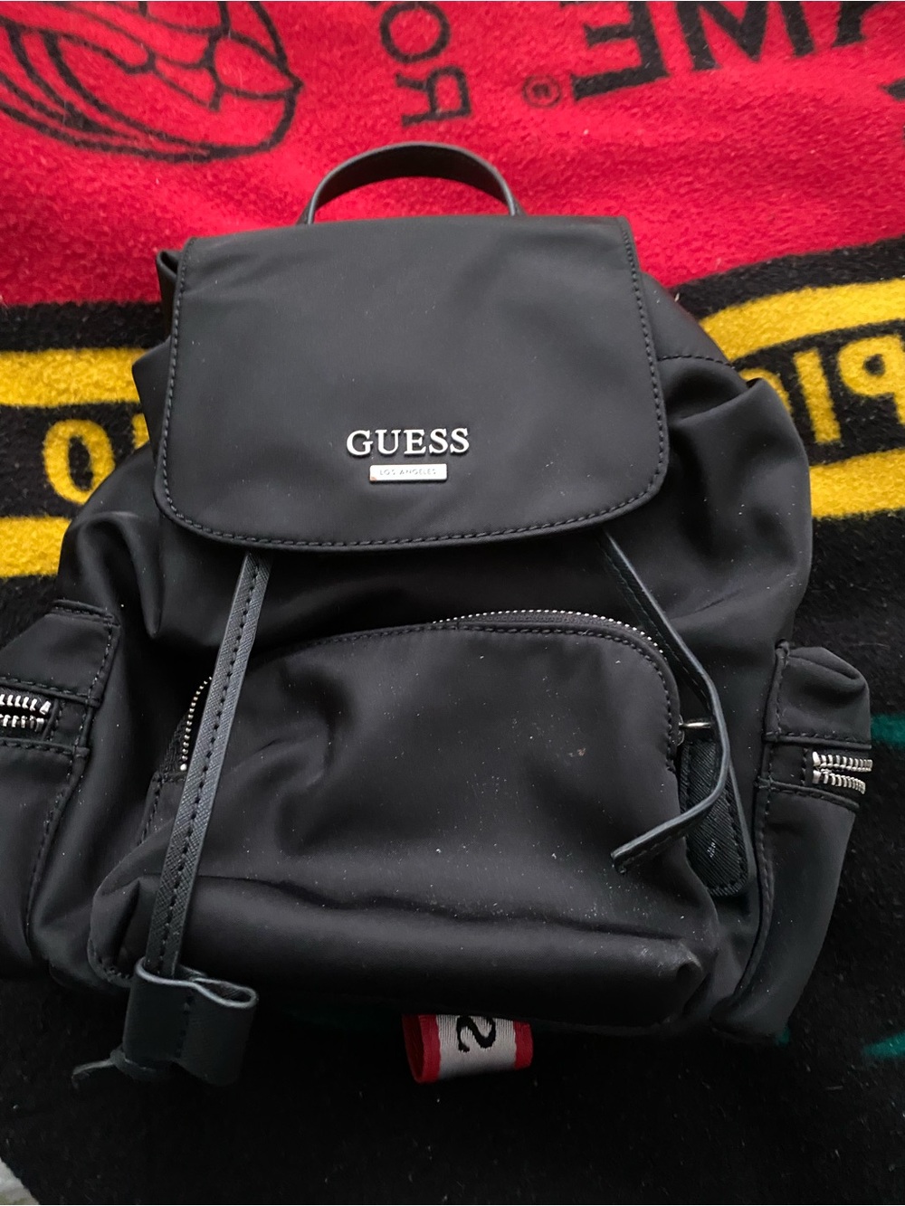 GUESS Black Mini Nylon Drawstring Backpack
